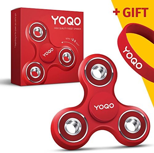 YOQO - The Official Anti-Anxiety 360 Fidget Spinner - Premium Quality EDC Hand Toy for Kids &amp; Adults - Helps Focus, Reduce Stress, Relieve ADHD &amp; Anxiety - Fast &amp; Quiet Bearings - Spins 2-3 Min (Red)