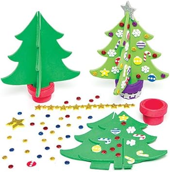 Lavoretti Di Natale 3d.Kit Alberi Di Natale 3d In Gommapiuma Per Bambini Da Creare E Decorare Confezione Da 4 Amazon It Giochi E Giocattoli