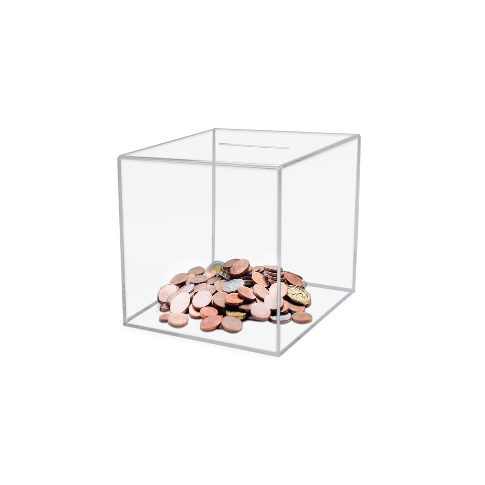 4.72”× 4.72”× 4.72” Clear Acrylic Money Box Smash Money Saving Box Clear Piggy Bank for Kids