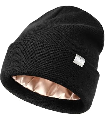 6 Pack Satin Lined Beanie Soft Silk Lined Knit Winter Warm Cuffed Hats Unisex Silicherry 6 Pack Satin Lined Beanies for Women Knitted  main image 4