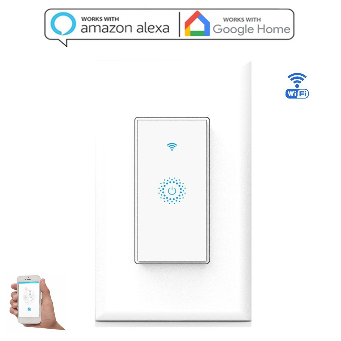 Nexete Smart Wi-Fi Double Light Switch, 2 in1 Single Pole ...