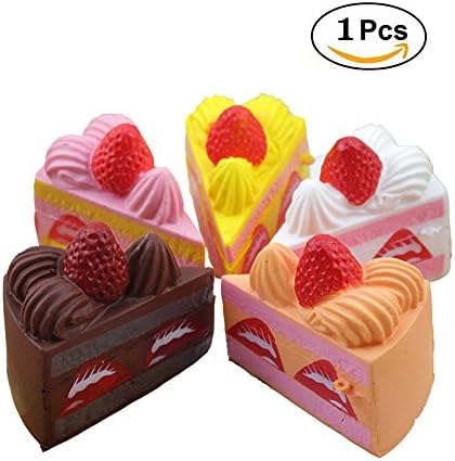 ST2 Colorful Sandwich Slow Rising Kawaii Stress Relief Toy, Mini Scented Strawberry Shortcake Squishy, 3.1x2.4 Inch