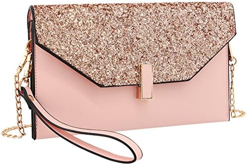 Gabrine Womens Evening Envelop Bag Clutch Purse Shining Sparkly Sequins for Wedding Prom Party(Pink)
