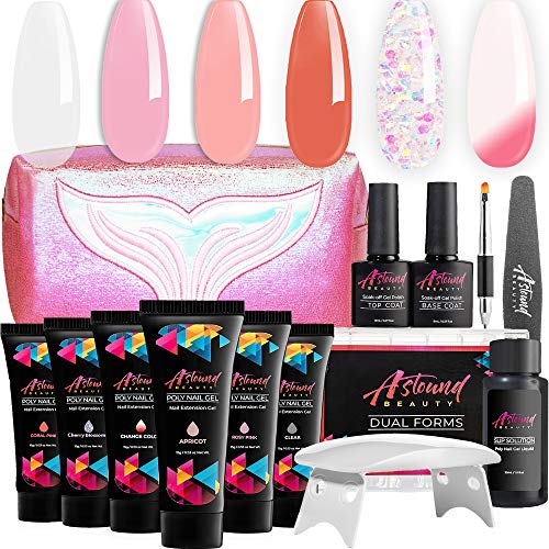 Astound Beauty Poly Nail Gel Kit with UV Lamp, Slip Solution and