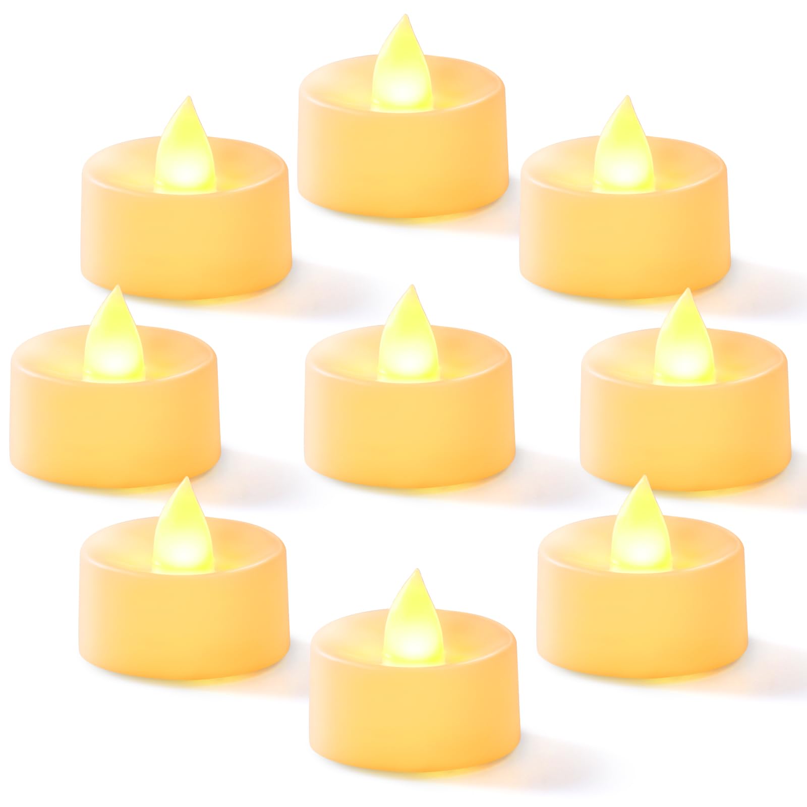 Homemory 24 Pack Warm Yellow Battery LED Tea Lights, Lasts 3X Longer, 200Hours, Flameless Flickering Tealight Candle, Electric Fake Candle for Votive, Wedding, Party, Table, Dining Room, Gift