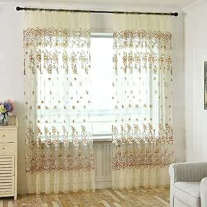 PLKI Cortinas Ventana (1 m * 2 m Alto) Amarillas para Sala Estar Morna