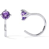 PAVOI 14K Gold 925 Sterling Silver Huggie Half Hoop Earrings for Women | Tiny Boho Colored Cartilage Earring | Blue, Green, Amethyst, Garnet, Black CZ, Turquoise, Opal, Pearl