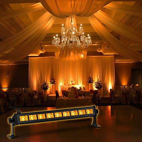 LED Wash Lights, OPPSK Stage Lights Bar with Amber 9LEDs x 3Watts ON/OFF Switch Control fit for 20x20ft Wedding Birthday Party Church Lighting, Aluminium Alloy Casing - Thumbnail 4