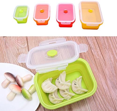 Lunch Bento Boxes Silicone BPA Free Collapsible Container 4 Pack Kids/Adults Food Savers Containers for Sandwich, fruits Meal Prep Leakproof Preservation Box Freezer Microwave Oven