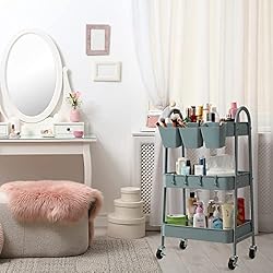 danpinera 3-Tier Rolling Cart, Metal Rolling