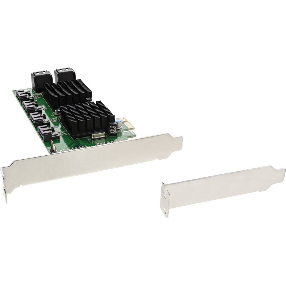 InLine 19055 Controller SATA 8 SATA 6Gb/s PCIe Card 2 Slot Bracket Low Profile, Black