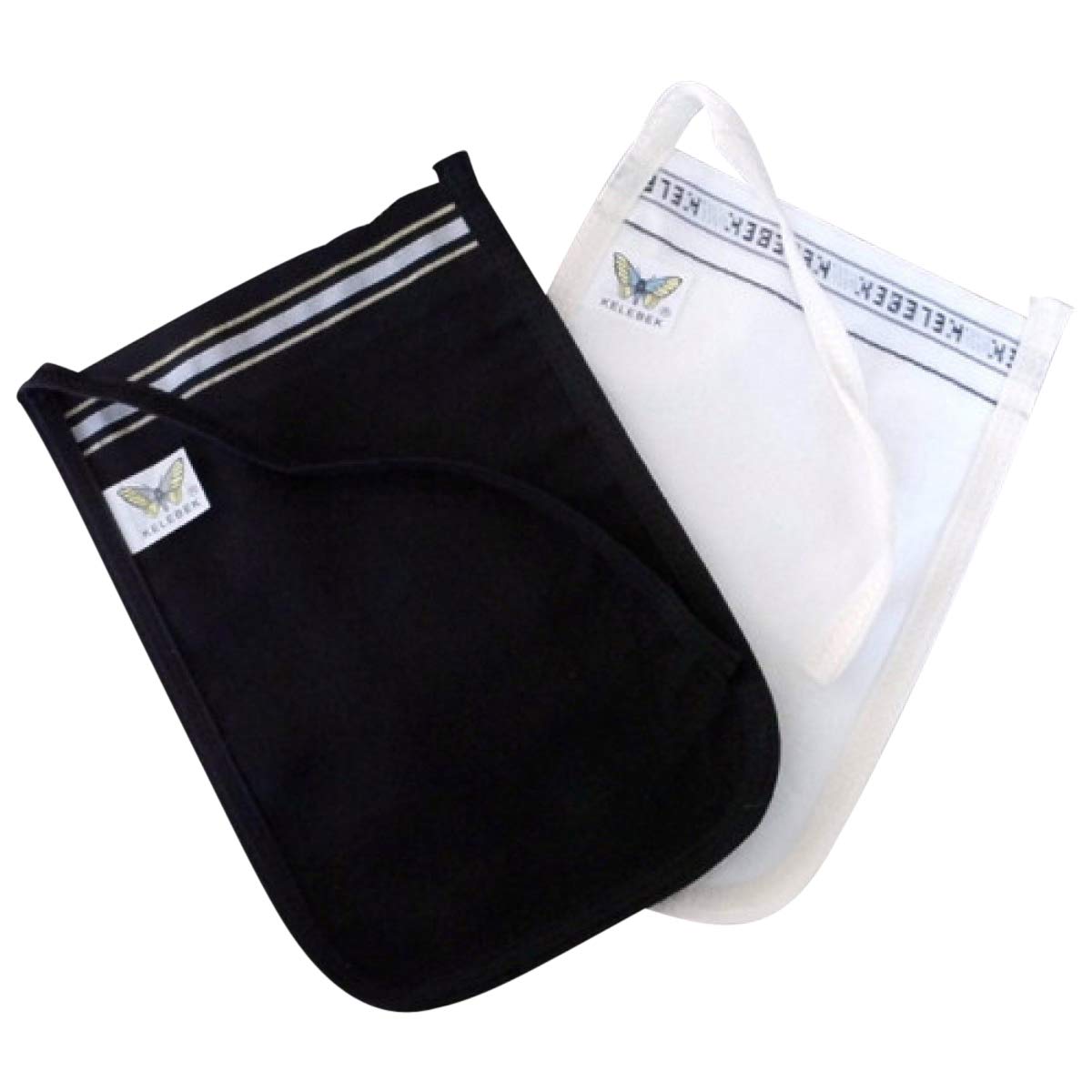 Set of 2 Keses - Black & White Hamam Hammam Spa Exfoliator Kessa Shower Glove Mitt