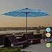 Sundale Outdoor 9FT Solar Powered 24 LED Lighted Patio Umbrella Table Market Umbrella with Crank for Garden, Deck, Backyard, Pool, 6 Steel Ribs, 100% Polyester Canopy, No Tilt (Light Blue)