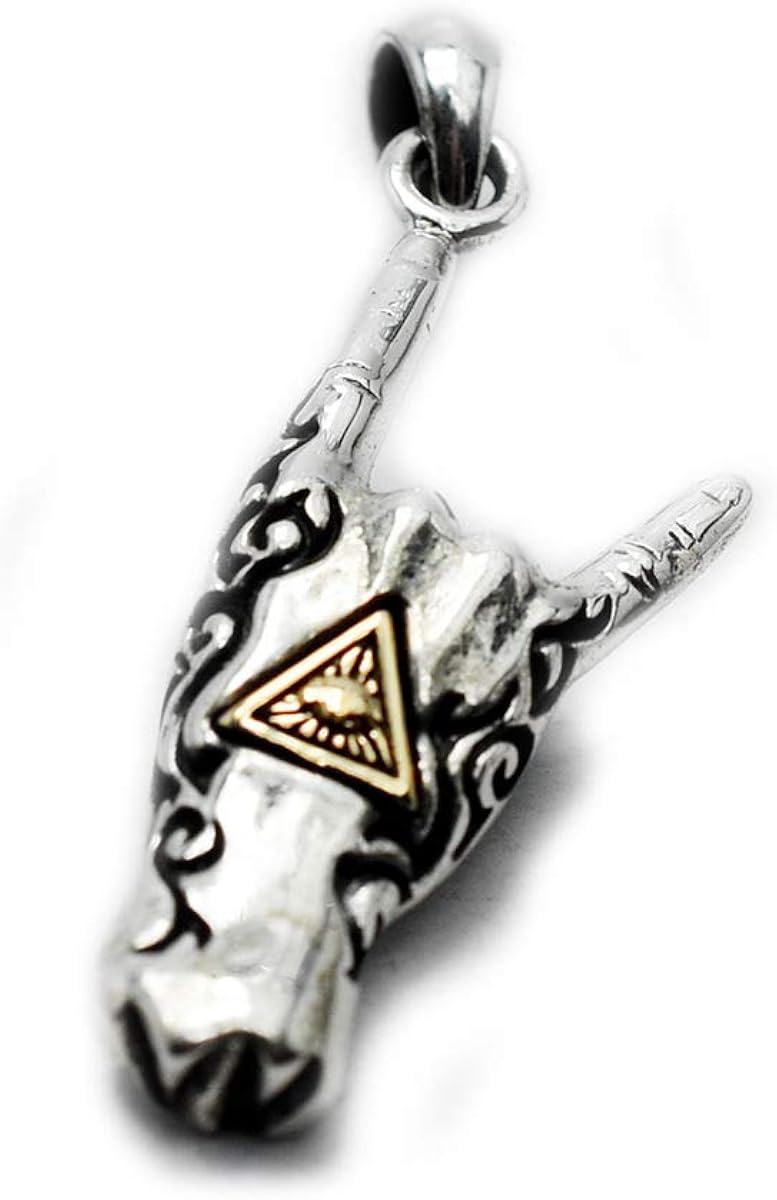 Good Vibrations グッドバイブレーションズ ペンダントトップ チャーム スターリングシルバー フリーメイソン プロビデンスの目 Silver925 ハンドサイン コルナ メロイックサイン ピラミッドアイ ネックレス 通販 Amazon