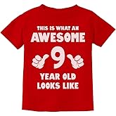 Tstars Awesome 9 Year Old Birthday Shirt - Fun Gift Tee for Boys or Girls Turning Nine - Youth Kids T-Shirt