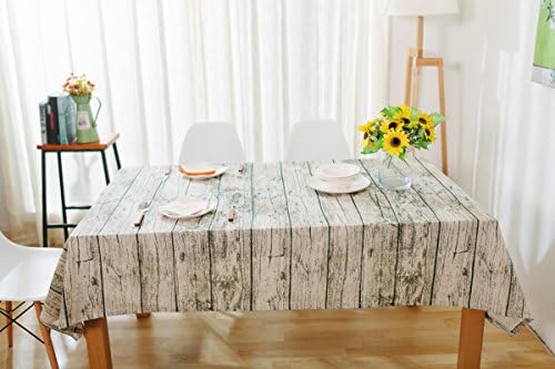 Retro Simulation Wood Striped Table Cloth Cotton Linen Fabric Grey Tableclothes Wedding Party Decoration Tables Cover.