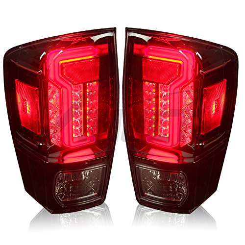 Winjet WJ20-0466-16 2016-2017 Toyota Tacoma LED Glow Bar Tail Light Set Glossy Black