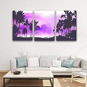 3 Panel Canvas Wall Art Gorgeous Palm Trees Pictures Home Wall Decorations for Bedroom Living Room Paintings Canvas Prints Framed - 16"x24" x 3 Panels
