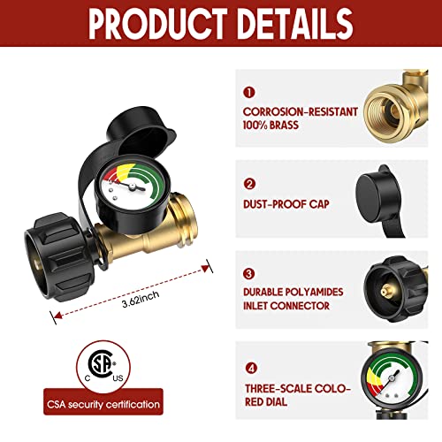 PatioGem Propane Tank Gauge, Gas Grill Gauge for 540lbs Propane Tank