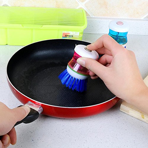 Ankola Sponge Brush,1 PCS Easy Use Palm Scrubber Wash Clean Tool Holder Soap Dispenser Brush Dish Washer (2.82.80.2'', Random) - Thumbnail 2