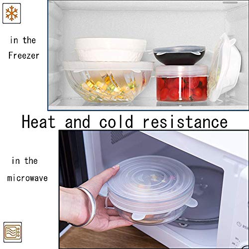 12pcs Silicone Stretch Lids with 2 Bonus, Reusable Insta Lids and Stretchable Food Covers to Keep Food Fresh for Various Sizes and Shape of Containers As Seen On TV, Dishwasher and Freeze - Thumbnail 4