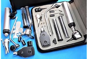 Cynamed-All in -1-Premium Fiber Optic LED Otoscope Physician Approved Ear Eye Care Professional Home ENT Diagnostic Set Adult & Child 20 x Reusable Specula Zipper Case Set