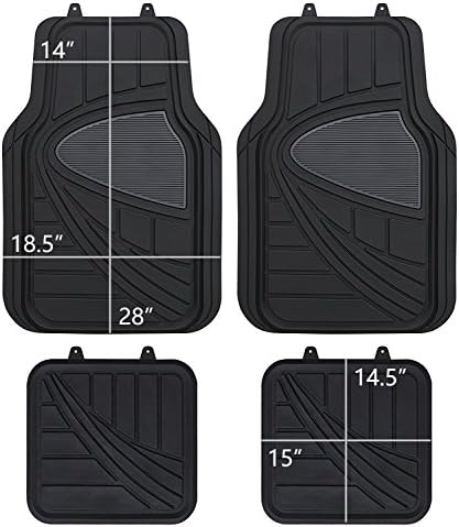 DriveComforts PIC AUTO Universal Rubber Floor Mats for Car, SUV, Van & Trucks (4-piece, black grey)
