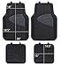 PIC AUTO All Weather Rubber Floor Mats Trimmable for Car SUV & Truck, Heavy Duty Protection (Black Gray, 4 Pieces)