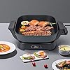 Uten Multi Function Electric Cooker Pan with Glass Lid , Integrated Kitchen Pot , Electric Hot Pot , Electric Barbecue Grill ,  Adjustable Temperature Control , Cool Touch Handles & Non-Stick