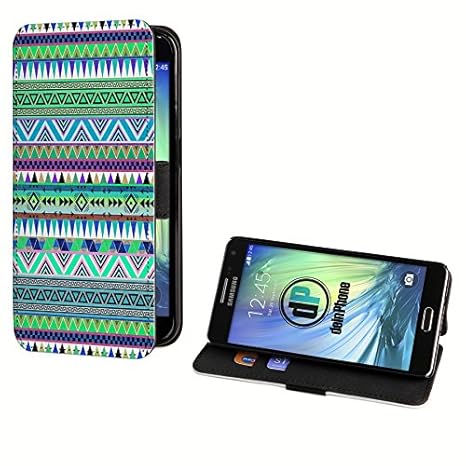 deinPhone Samsung Galaxy A3 (2016) Kunstleder Flip Case Zick Zack Muster Grün
