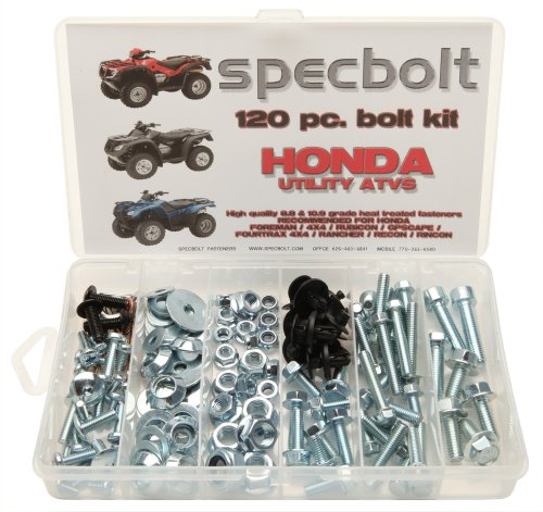 Specbolt Brand 120pc Bolt Kit Configured for Maintenance & Restoration. Fits: Honda Utility ATV Quad Models Including Foreman 4x4 Rubicon GPScape Four Trax 4x4 Rancher Recon & Rincon - Thumbnail 2