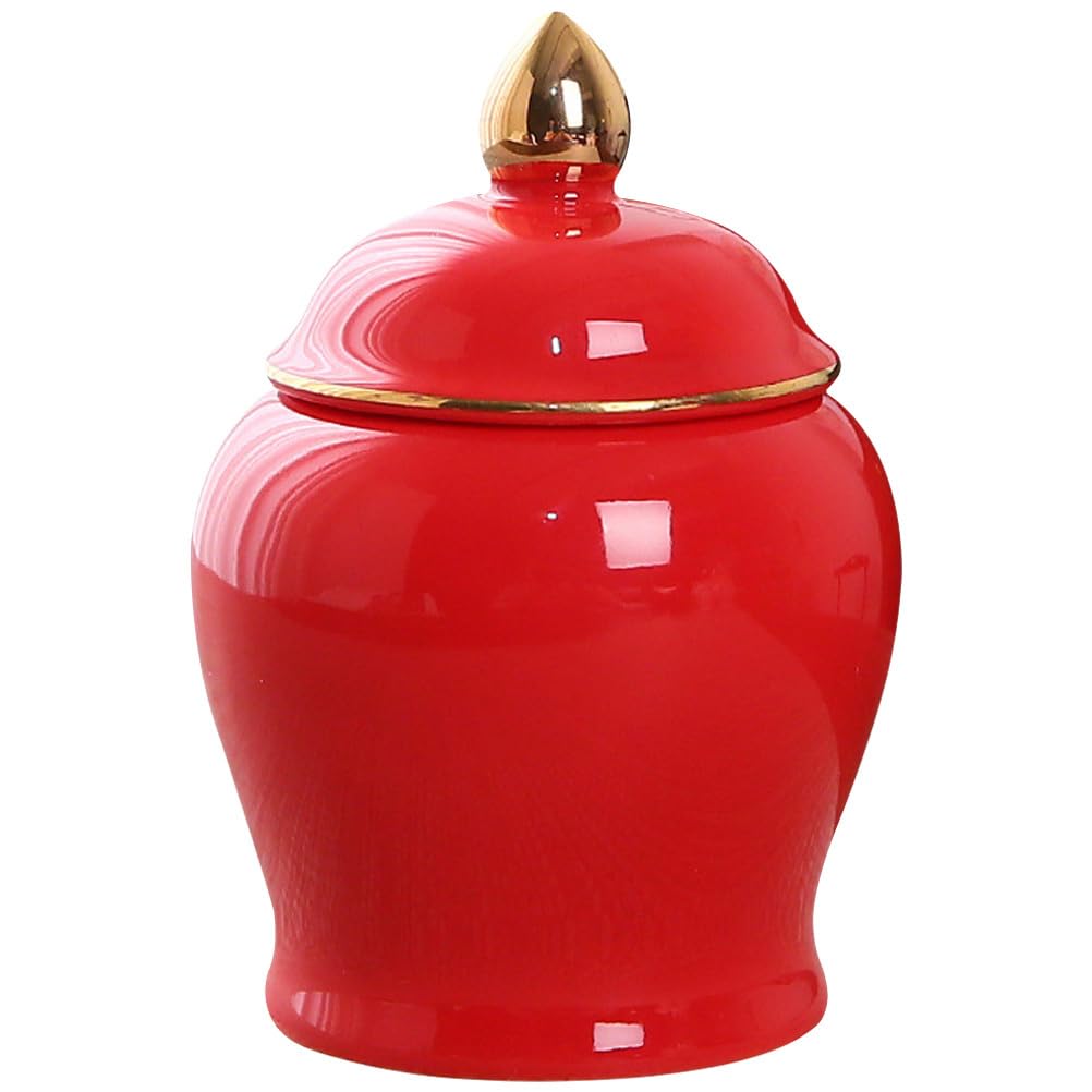 Photo 1 of Amosfun Ceramic Tea Canisters with Lid - Airtight Porcelain Storage Jar for Loose Tea, Spices, Coffee, Condiment Gingers Jar Red