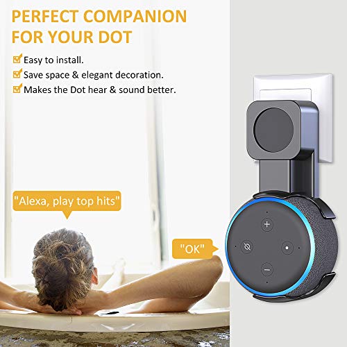 Comsoon Outlet Wall Mount Holder for 3rd Generation & Home Mini, Exposed Speaker, No Muffled Sound Space-Saving Accessories for Smart Home Speaker, Clever Dot Plug Without Mess Wires or Screws, Black - Thumbnail 5