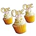 24PCS Glitter Gold One Cupcake Topper Pink Bow 1st Birthday Anniversary Decoration