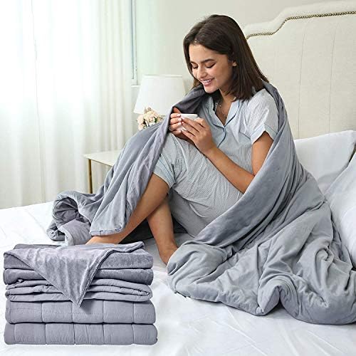 Cooling Weighted Blanket for Adults(20lbs,Queen/Full,60"x80"),Thick