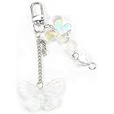 SHTALHST Butterfly Keychain for Women Clear Acrylic Wing Keychains Elegant Accessory for Keys Buterfly Purse Charm