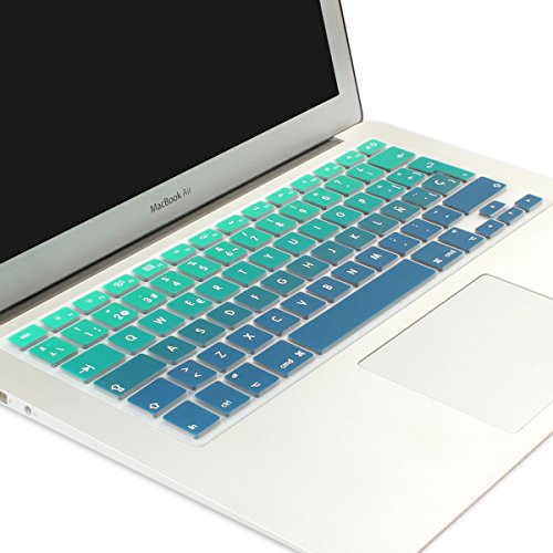 Batianda Spanish ESP New Ombre Color Keyboard Cover Protector Waterproof Silicone Skin for MacBook Air 13" Mac Pro 13" 15" 17" (with or without Retina Display) (Green Gradient)