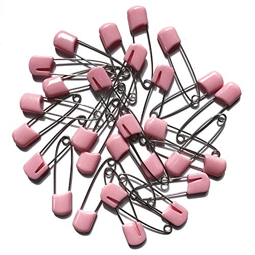 S-Mechanic 130Pcs 2.2\'\' Baby Safety Pins Plastic Head Safety Diaper Pins with Locking Closures Nappy Pins (Pink)