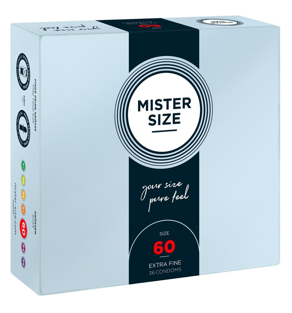 MISTER SIZE 60mm Ultra-Sensitive Condoms for Men - Extra Thin, Extra fine, Extra lube/Made from 100% Natural Rubber Latex in Your Size L - XL/Real Feel Pack of 36