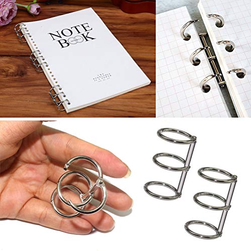 WeiMeet 12 Pieces Metal Loose Leaf Binders 3 Ring Nickel Plated Book Rings Key Chain Rings for Notebook Documents Keys Photo Album(Silver)