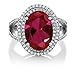 Gem Stone King 925 Sterling Silver Red Created Ruby Cocktail Engagement Ring For Women (7.19 Cttw, Oval 14X10MM, Available in size 5, 6, 7, 8, 9)