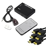 Fosmon Smart 3 Port HDMI Switch with Auto Switching Feature with Remote & 3 Pack Fosmon High Speed HDMI to HDMI Cables