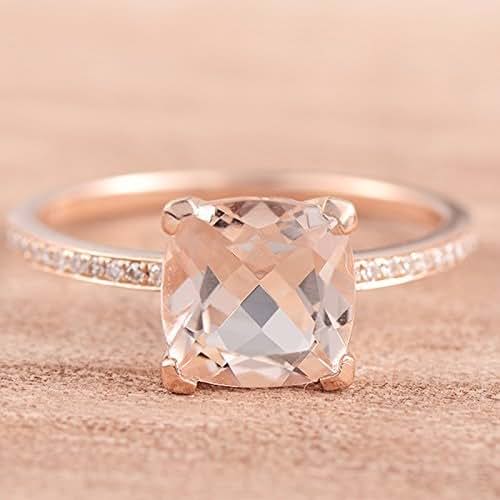 Amazon.com: Cushion Cut Morganite Engagement Ring Rose Gold Diamond Wedding Band Half Eternity Amazon.com: Cushion Cut Morganite Engagement Ring Rose Gold Diamond Wedding Band Half Eternity