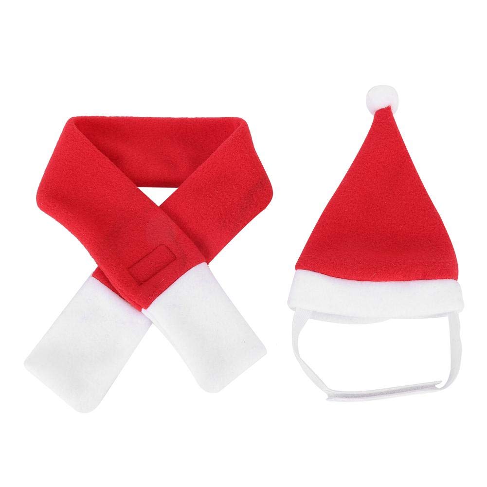 Pet Dog Santa Hat Scarf Set, Pet Santa Hat Christmas Collar Pet Knit Red Scarf Dog Winter Neck Warmer Bandana Costumes for Large Medium Dogs Holiday Party Dressup(M )