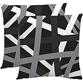 HYZUIMEI Double Sided Design Gray Black Stripes Decorative Throw Pillow Covers - Modern Pillow Cases for Home Decor, 18x18 Inches Set of 2 Boho Design Cushion Cover,Bedroom Bed Outdoor Couch Sofa 