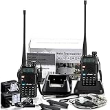 Ansoko Two Way Radio with Acoustic Tube Earpiece Dual Band walkie talkies VHF136-174/UHF400-520 MHz with FM Radio Reception (2 Pack)