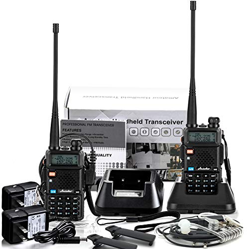 Ansoko Two Way Radio with Acoustic Tube Earpiece Dual Band walkie talkies VHF136-174/UHF400-520 MHz with FM Radio Reception (2 Pack)