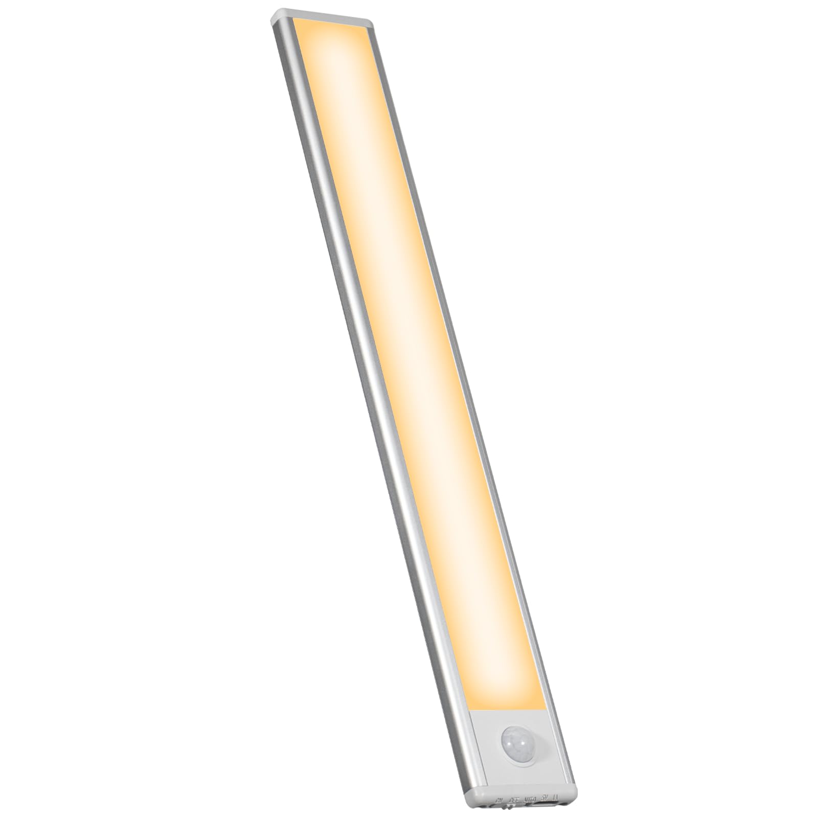 Milpoel Under Cabinet Kitchen Lights, Motion Sensor Cupboard Lights, USB Rechargeable Night Light with Magnetic Strip for Wardrobe, Closet, Stairs (Warm Light, 40cm-1 Pack)
