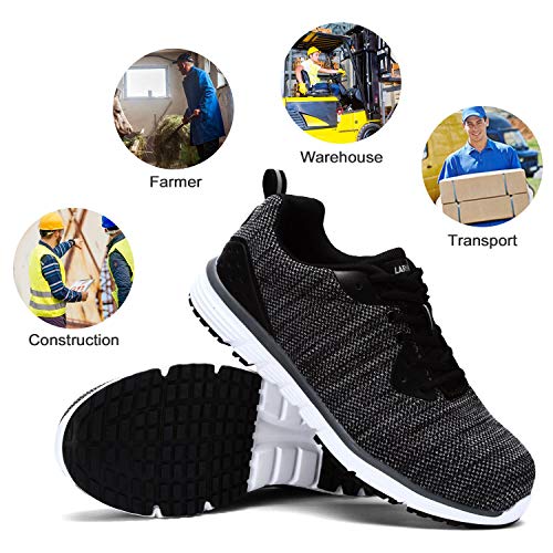 LARNMERN Safety Shoes Steel Toe Men ESD Lightweight NonSlip Work Indestructible Sneakers