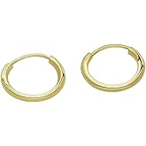 14k Yellow Gold Endless Hoop Earrings Small, Tiny 14k Gold Thin Hoop Earrings, Cartilage Earrings, Helix Earring, Nose Hoop, Tragus Earring 10mm